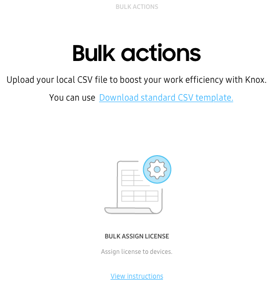 Bulk actions page