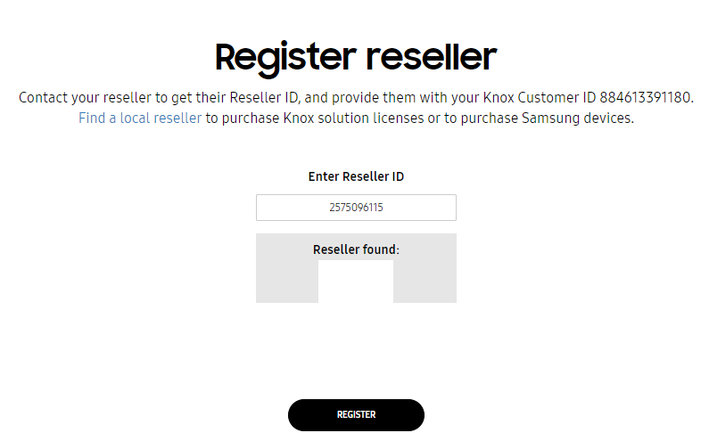 Reseller registration