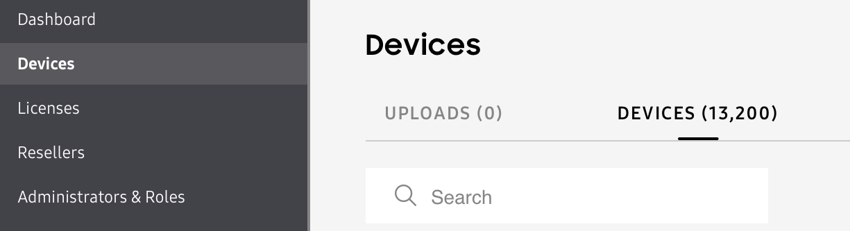 Selecting DEVICES tab in the Devices page