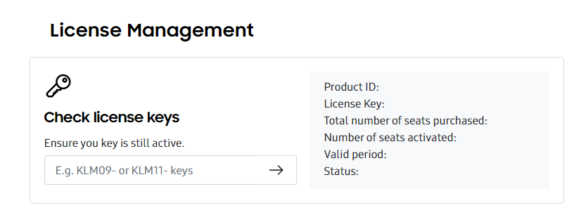Check license key window