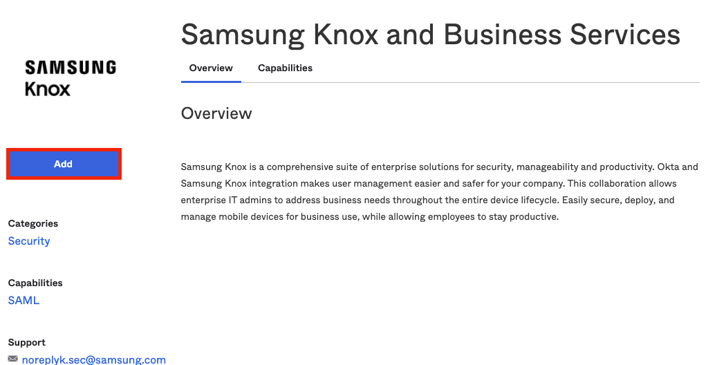 The Samsung Knox and Business Services app overview