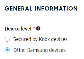 General information section in the Knox Configure console