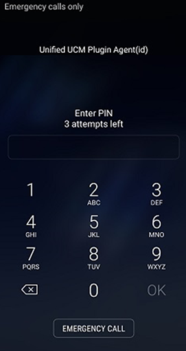 image showing a device UCM lock screen