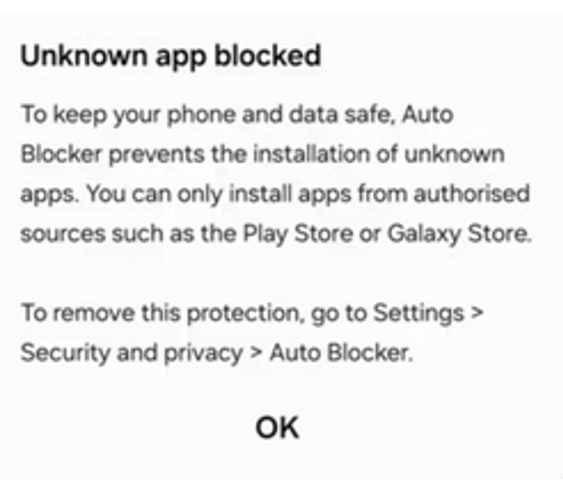 Samsung auto blocker