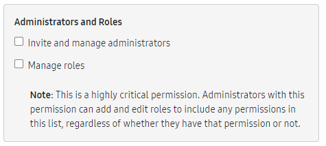 Knox Admin Portal administrators and roles permissions