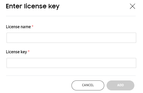 Enter license key screen