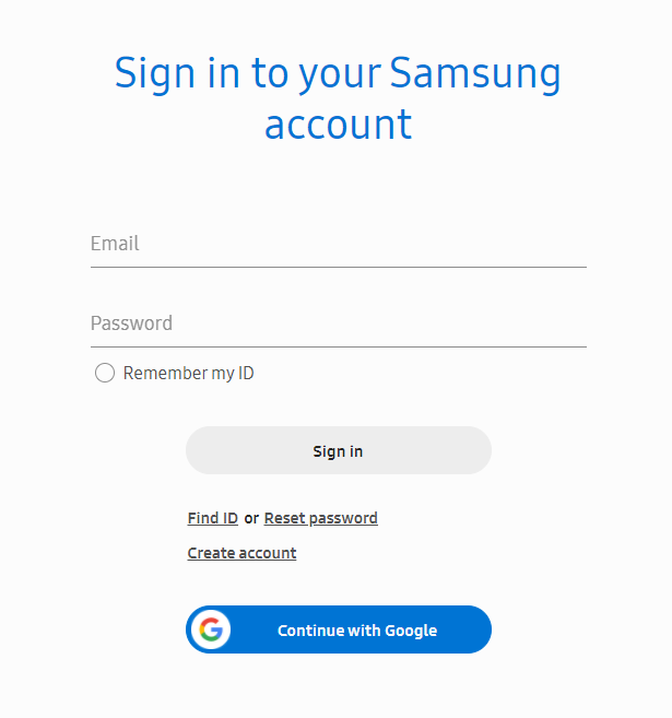 New Google sign-in button on Samsung Account login screen
