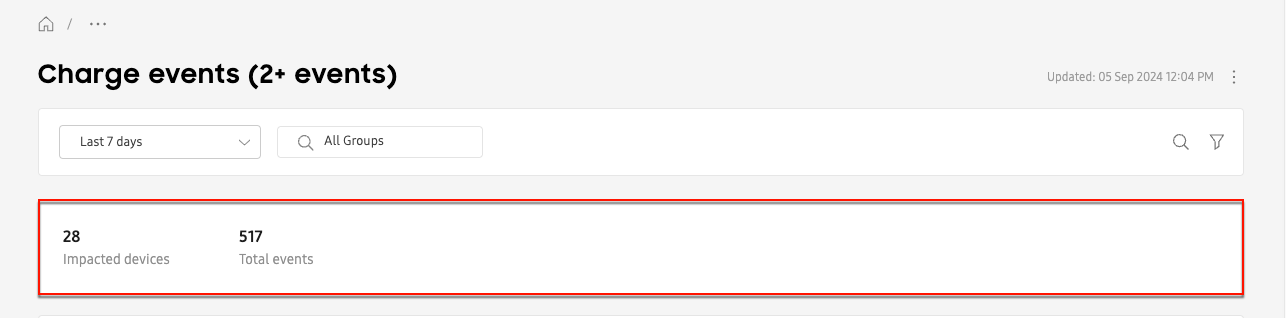 battery charge events expanded view summary