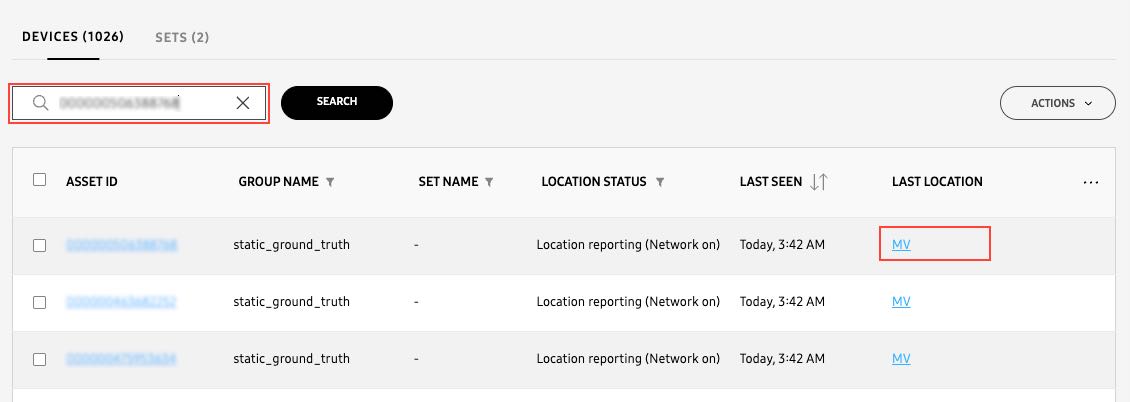 location device table search for device