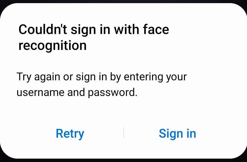 Face sign-in fail.