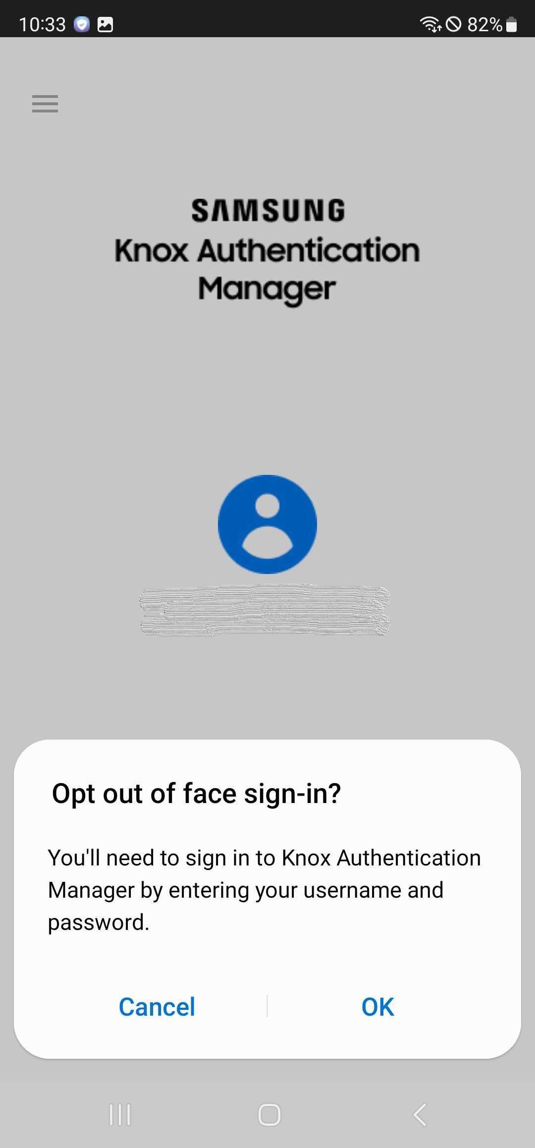 Opt out of face sign-in.