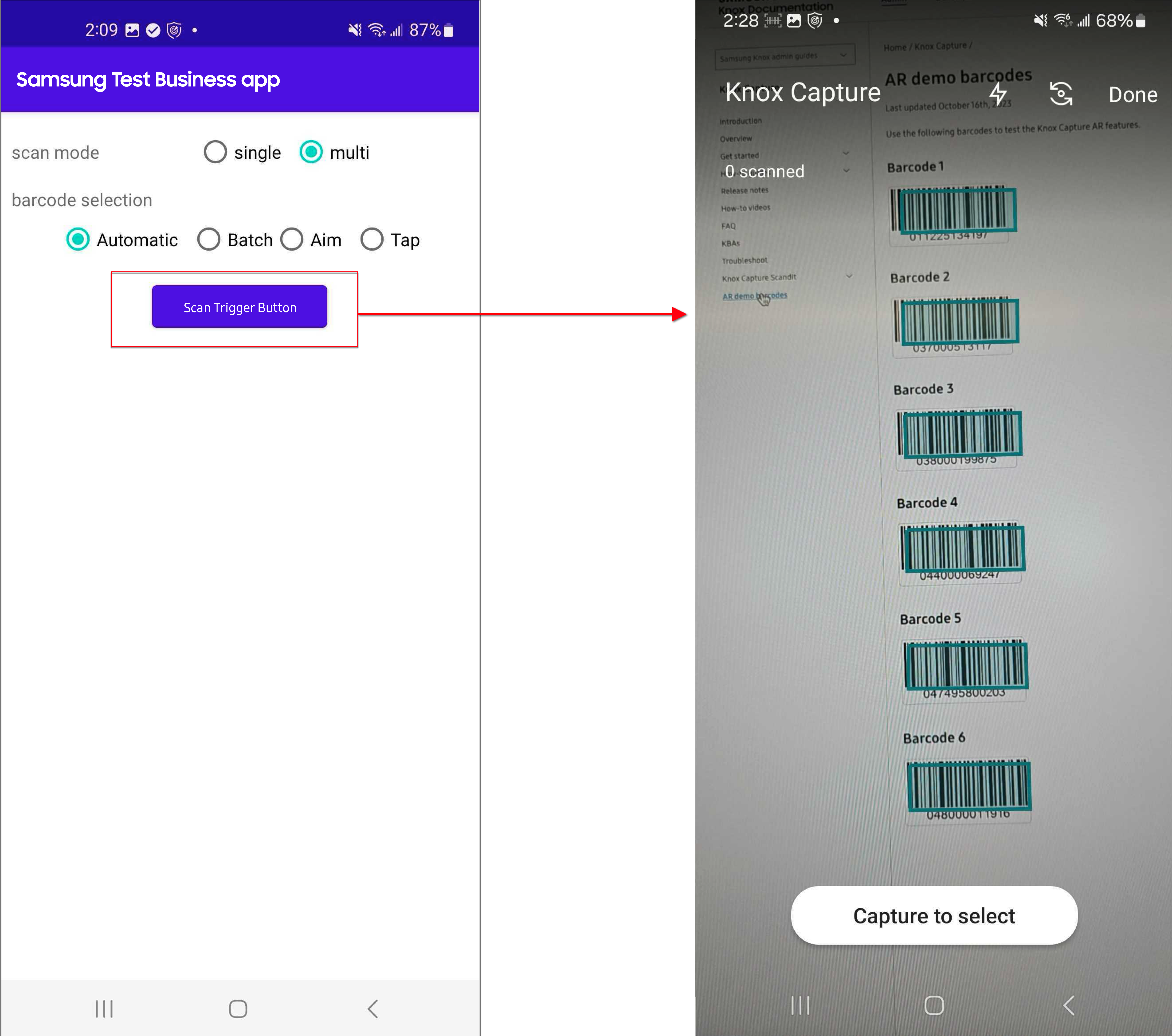 KCAP start scan from Business App end user workflow