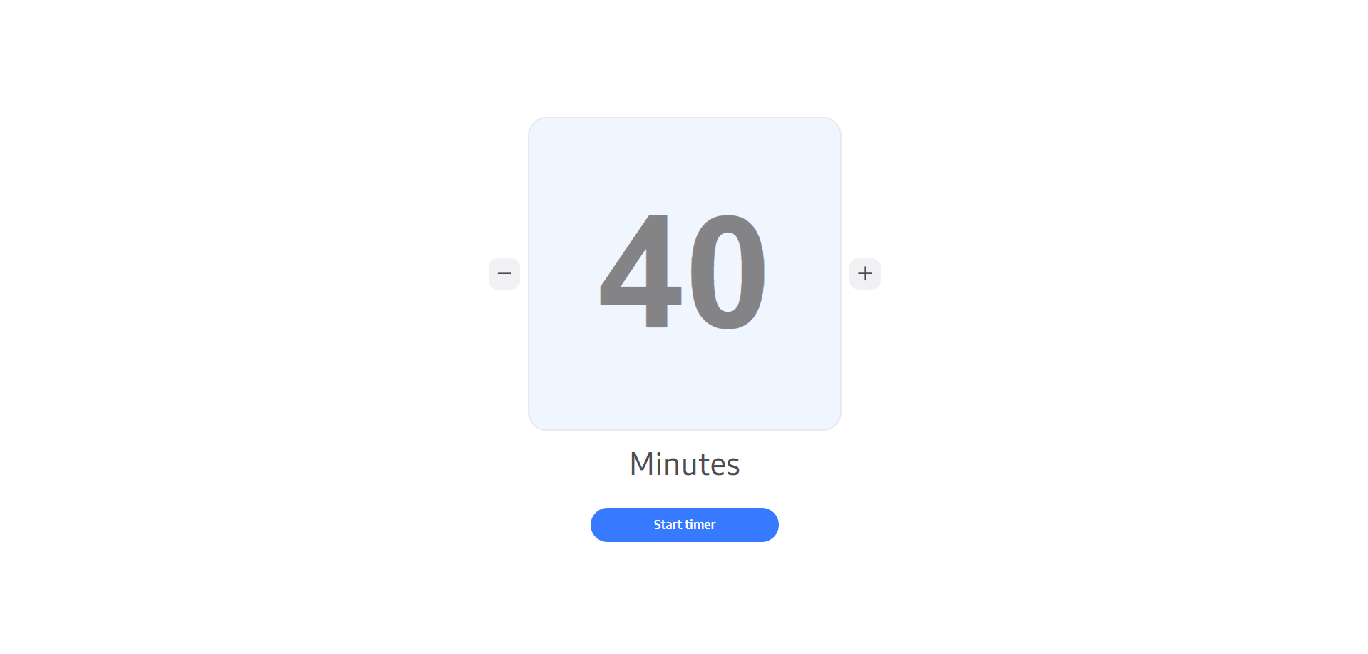 Session timer dialog for selecting a class duration and starting the timer