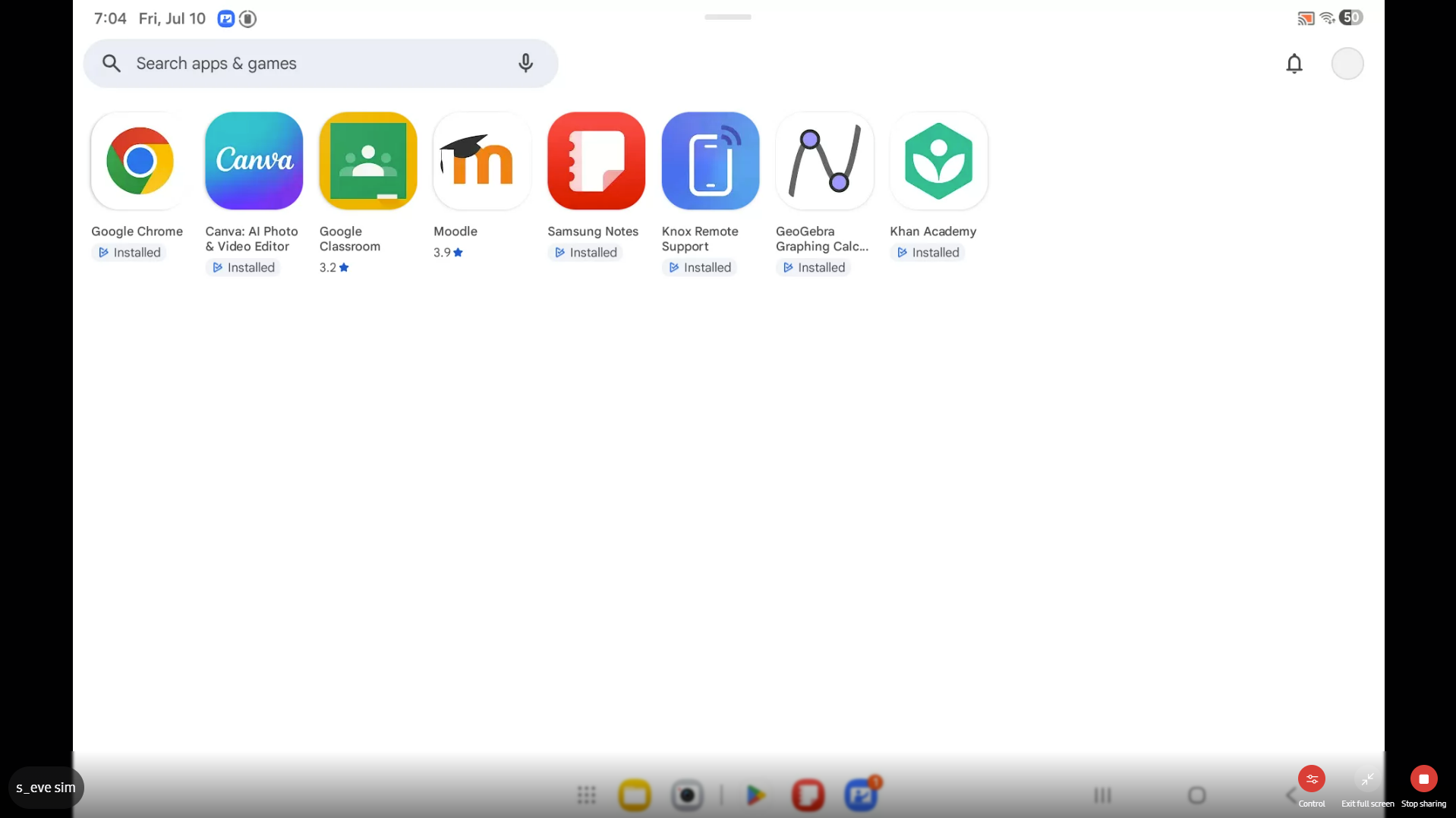 Student device screen displayed while the teacher provides remote assistance