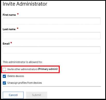 Invite administrators