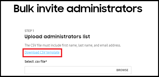 Bulk invite administrators