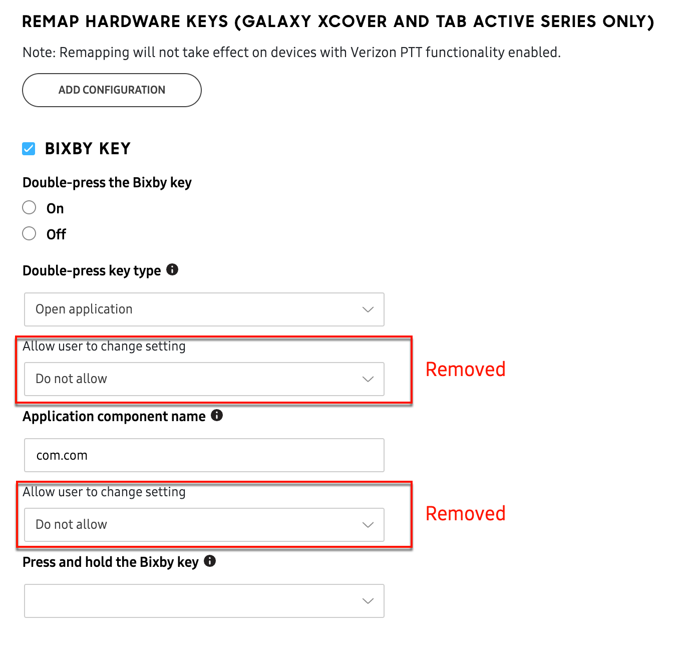 Bixby key deprecation