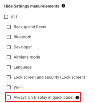 AOD on Quick Panel setting