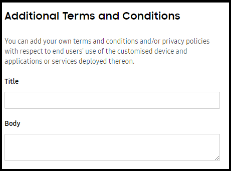 Additional terms and conditions