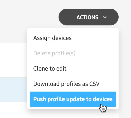 push profile update to devices action menu