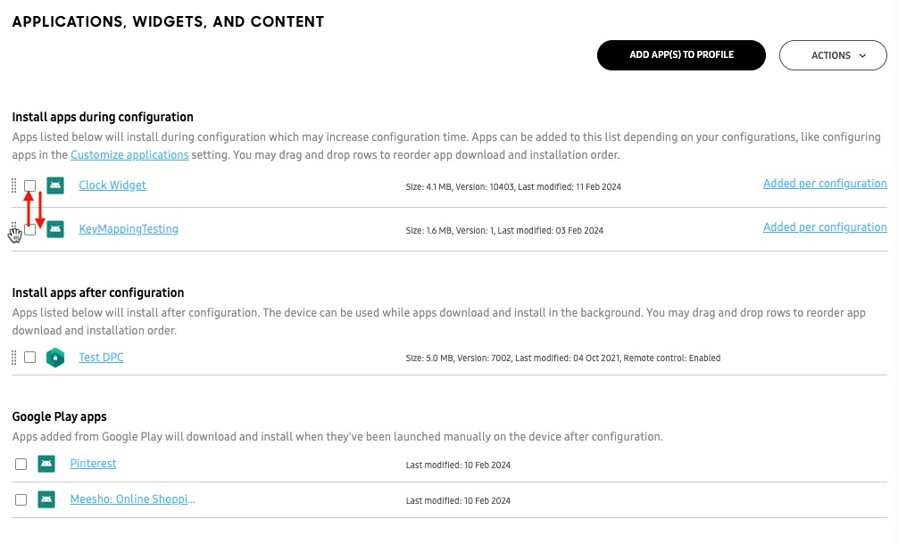 Set installation order of custom apps