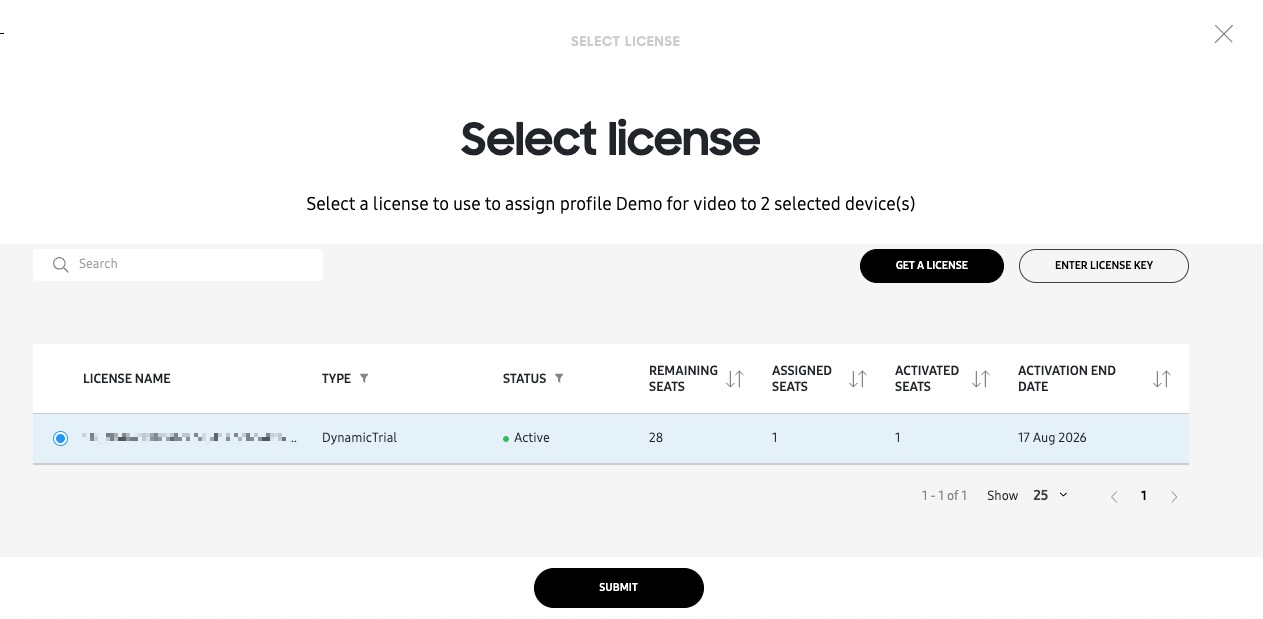 select devices page