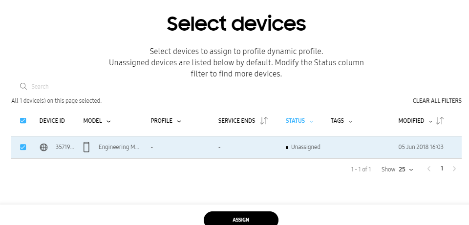 Assign devices to receive profile push update