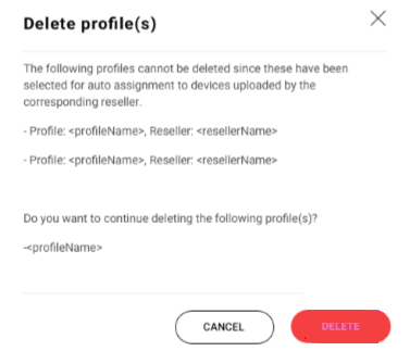 Delete profile prompt