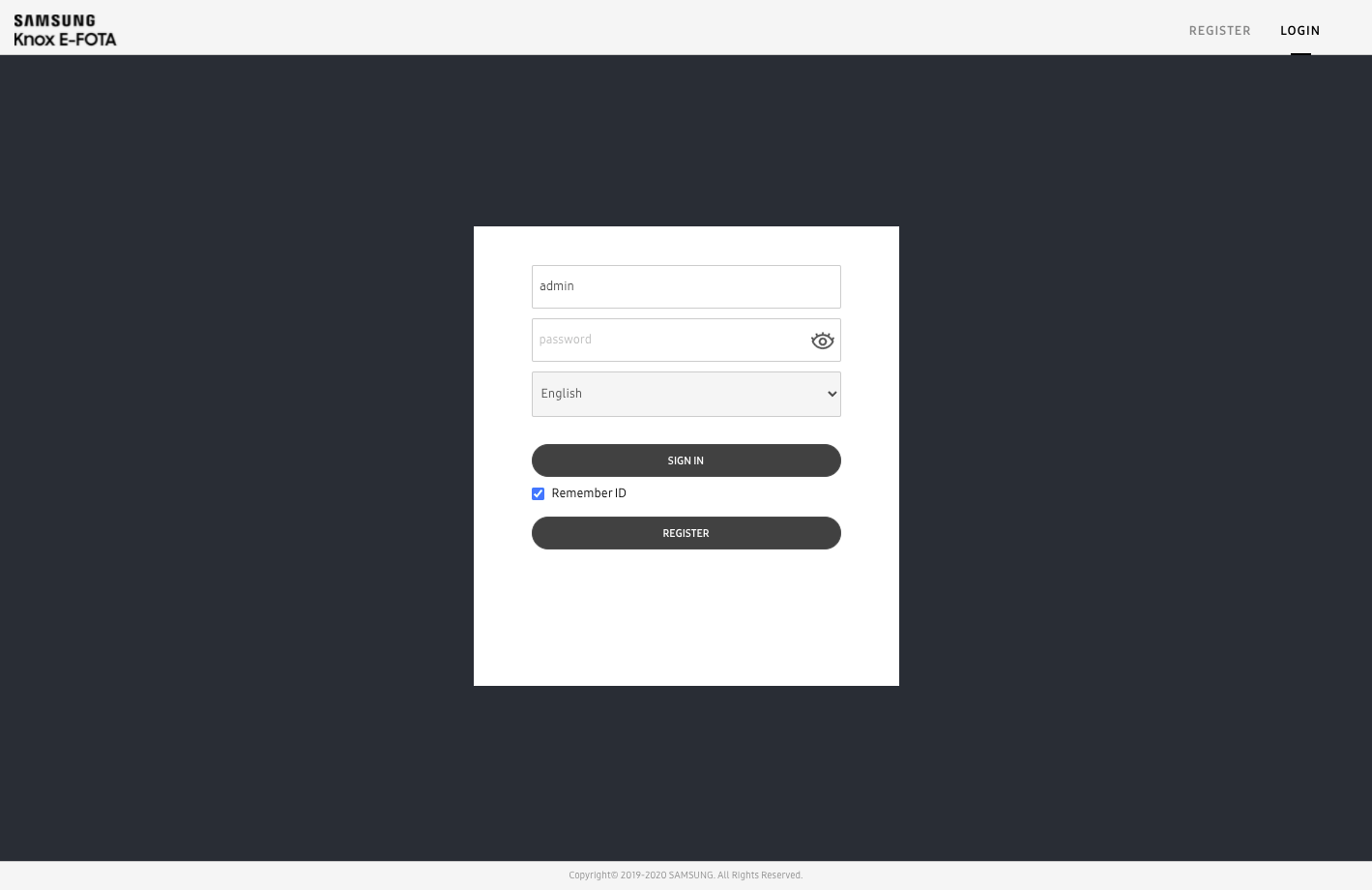 Console login page