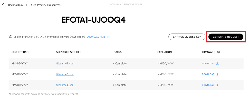 Button to request scenario JSON file