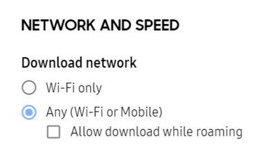 Download network setting