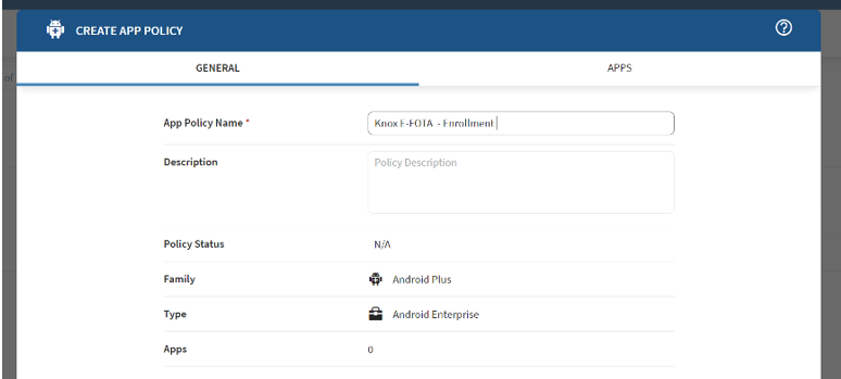 Create App Policy Continued