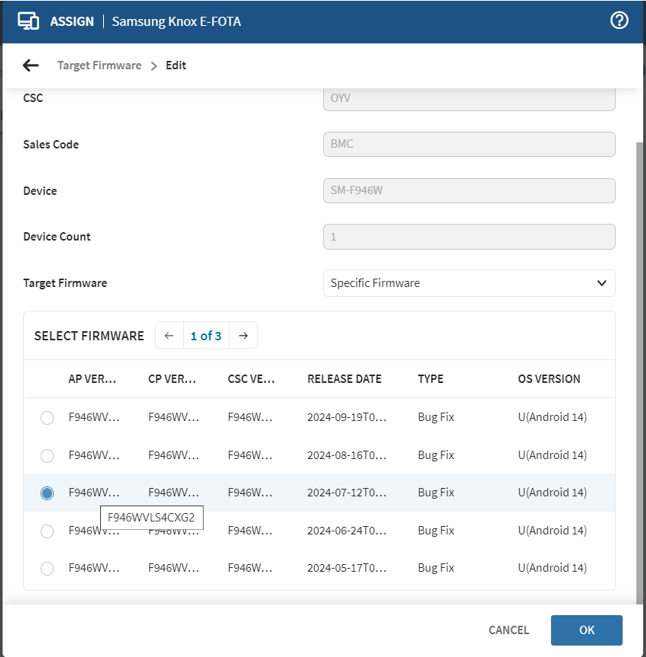 Assign Samsung Knox E-FOTA