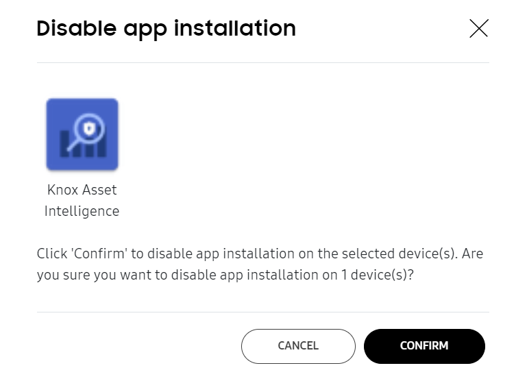 Disable app installation window