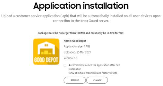 Application installation window