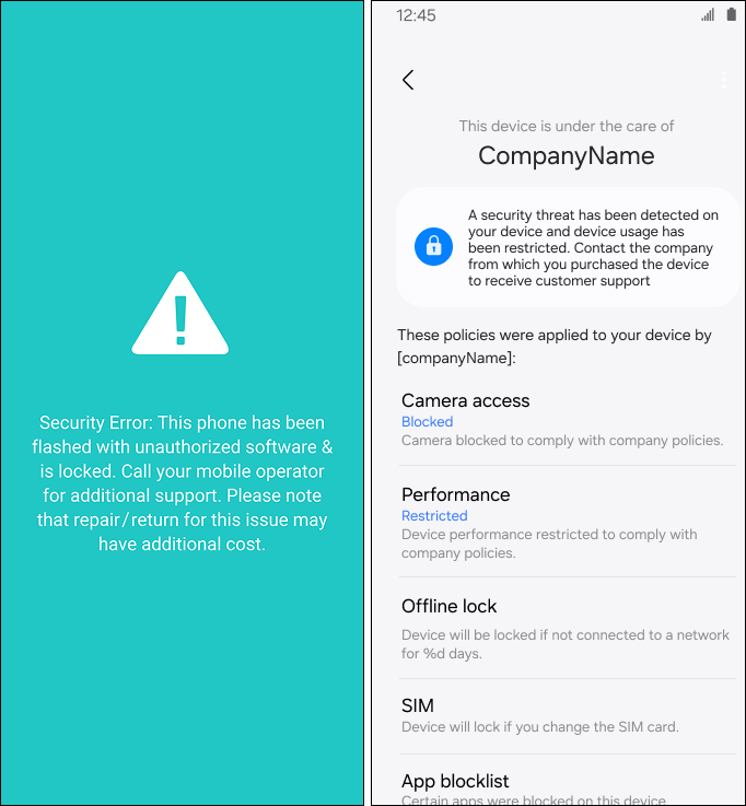 Restriction itemization in the Settings menu displaying all applied restrictions.