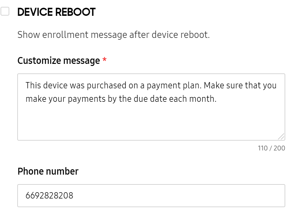 Prevent device reboot notification