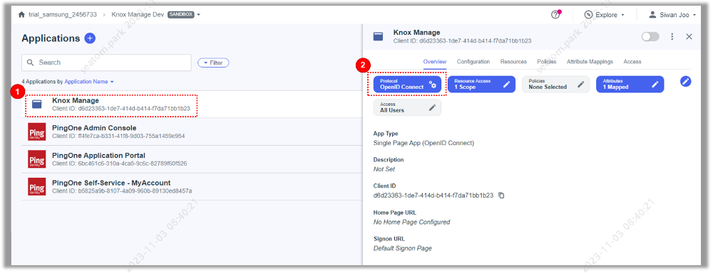 Edit configuration for Knox Manage app