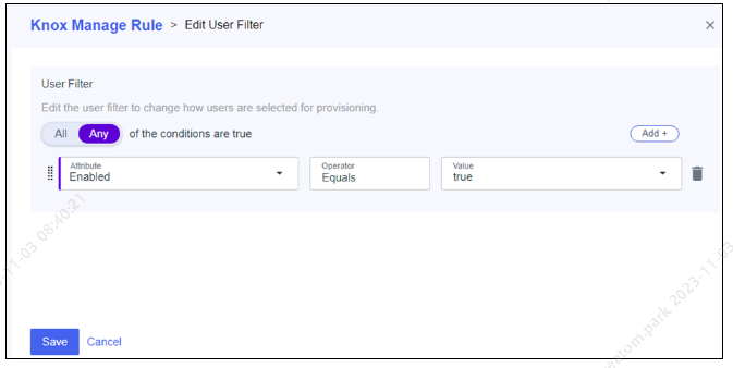 Set filter for users
