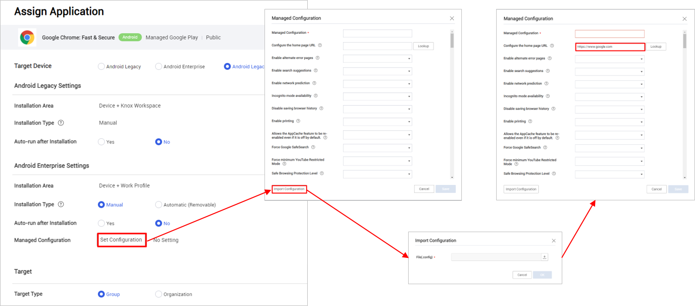 Importing a MGP app's managed configuration.