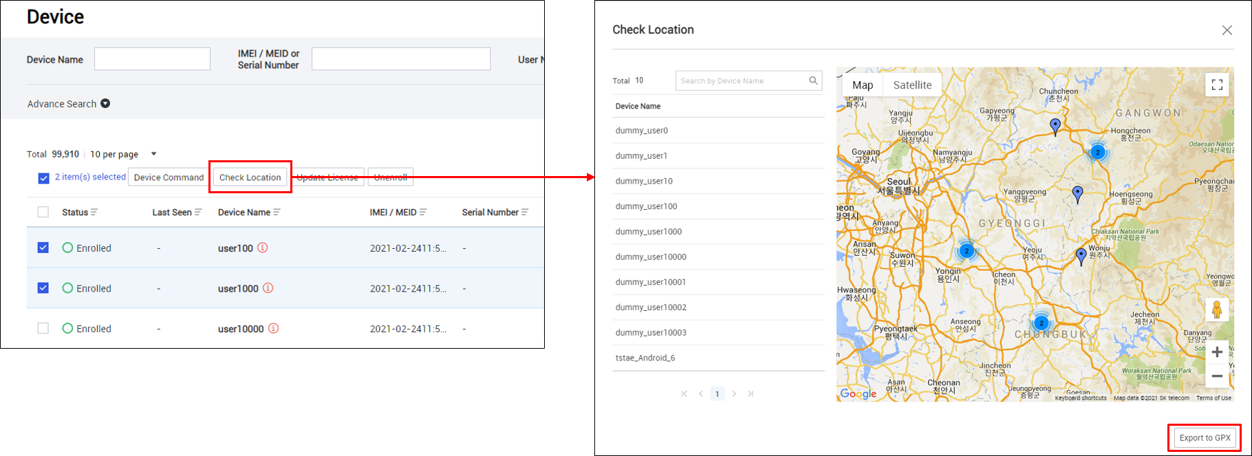 Exporting GPX files for multiple devices.