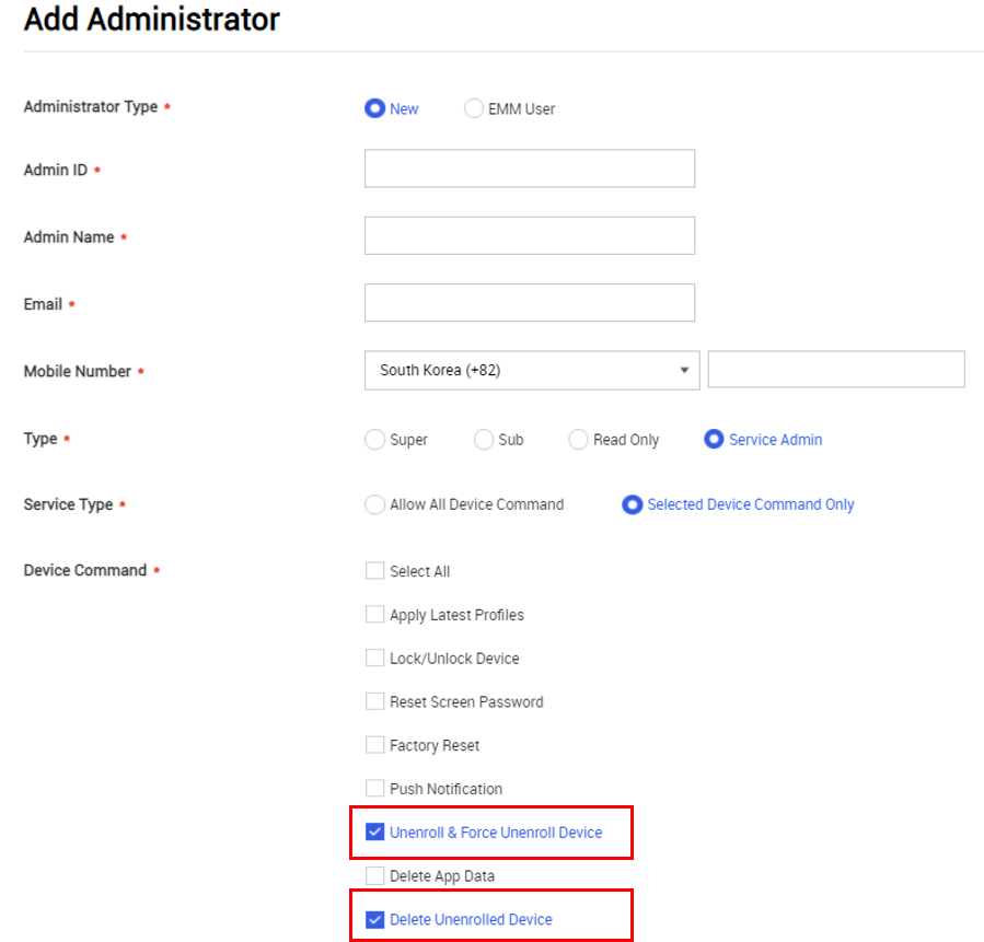 The updated default permissions of service admins.