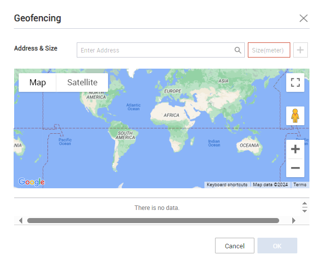 Define geofencing area and size