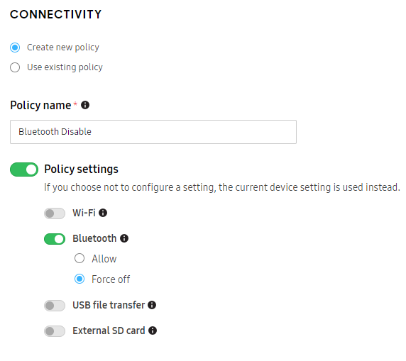 Configure policy settings