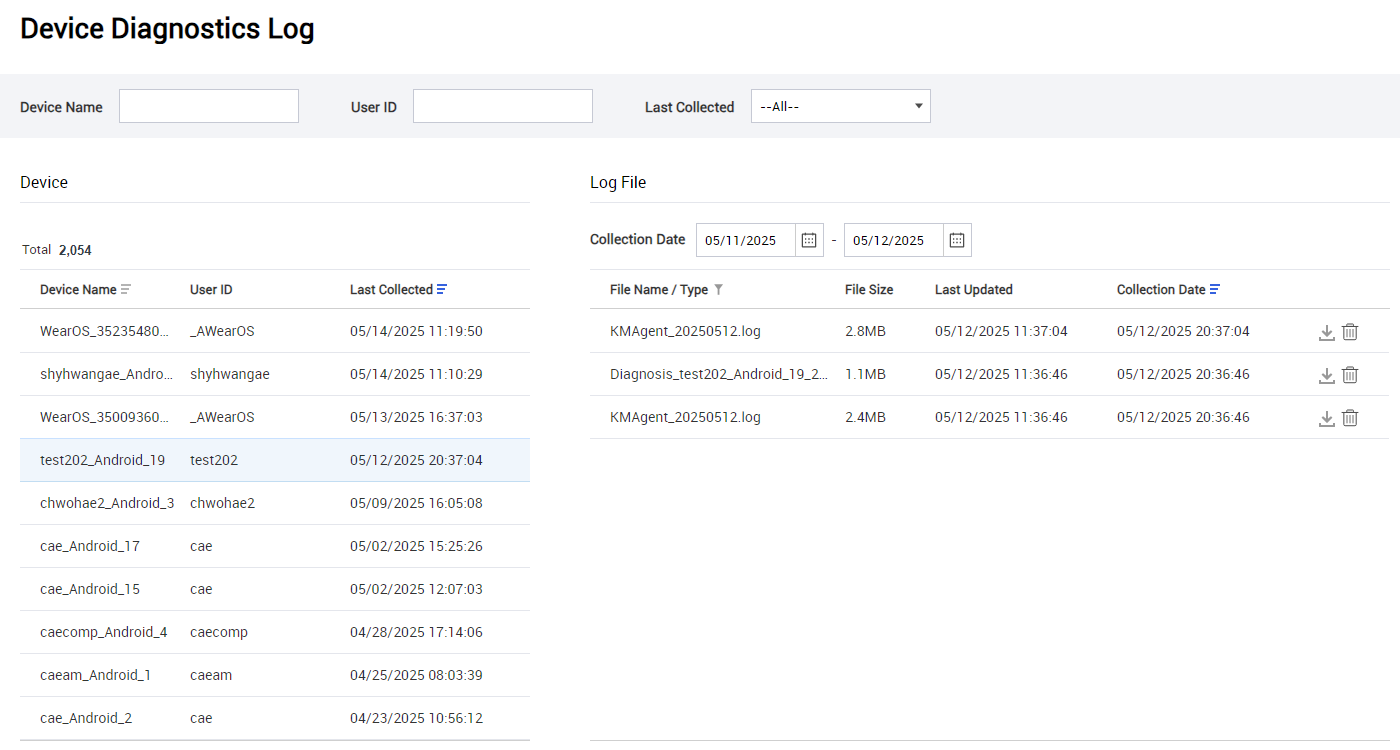 The Device Diagnostics Log