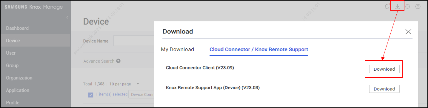 Download of the updated Samsung Cloud Connector client v23.09.