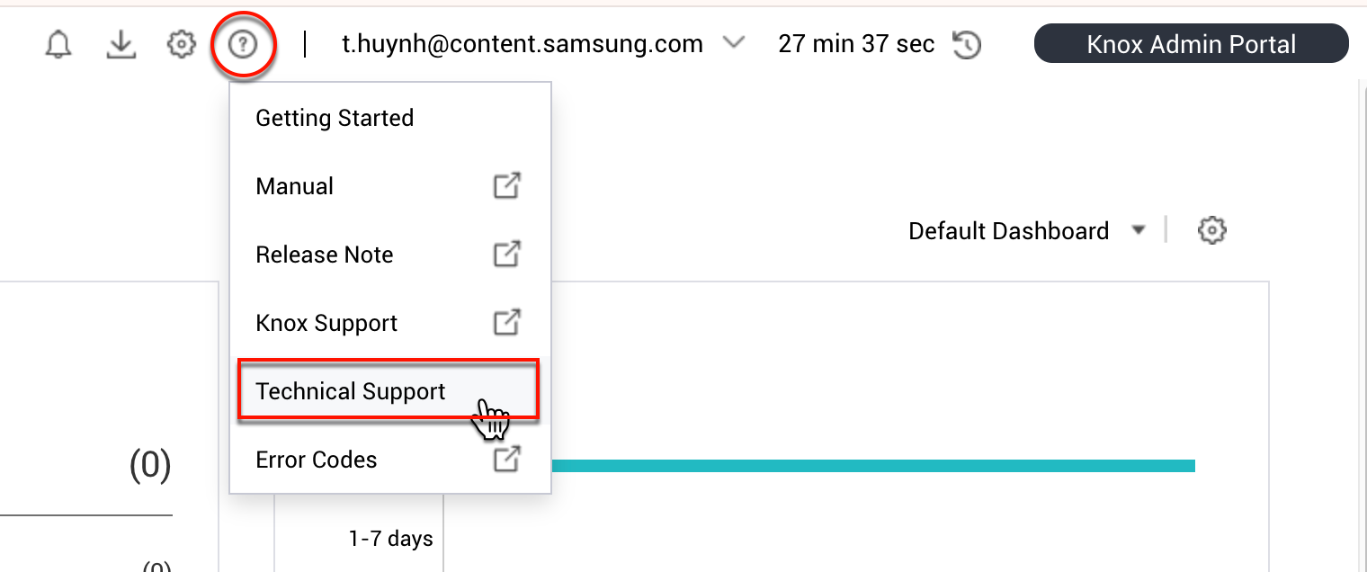 Support Icon in Knox Manage