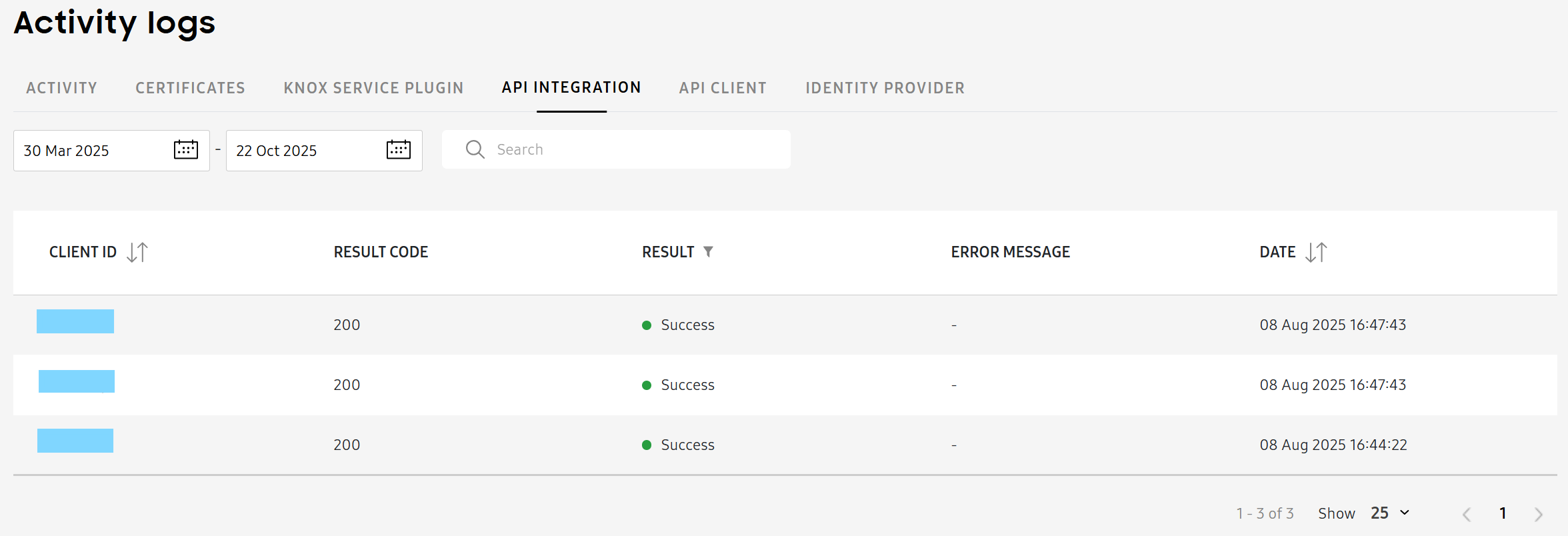 The Knox Service Plugin logs.