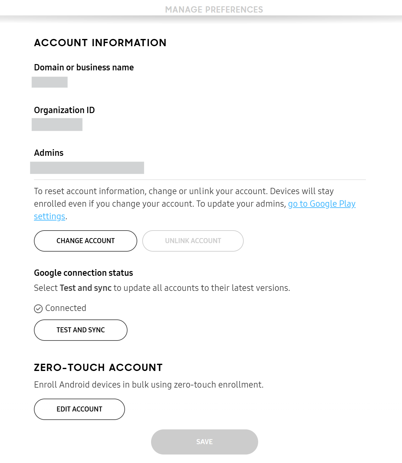 A screenshot of the Account tab.