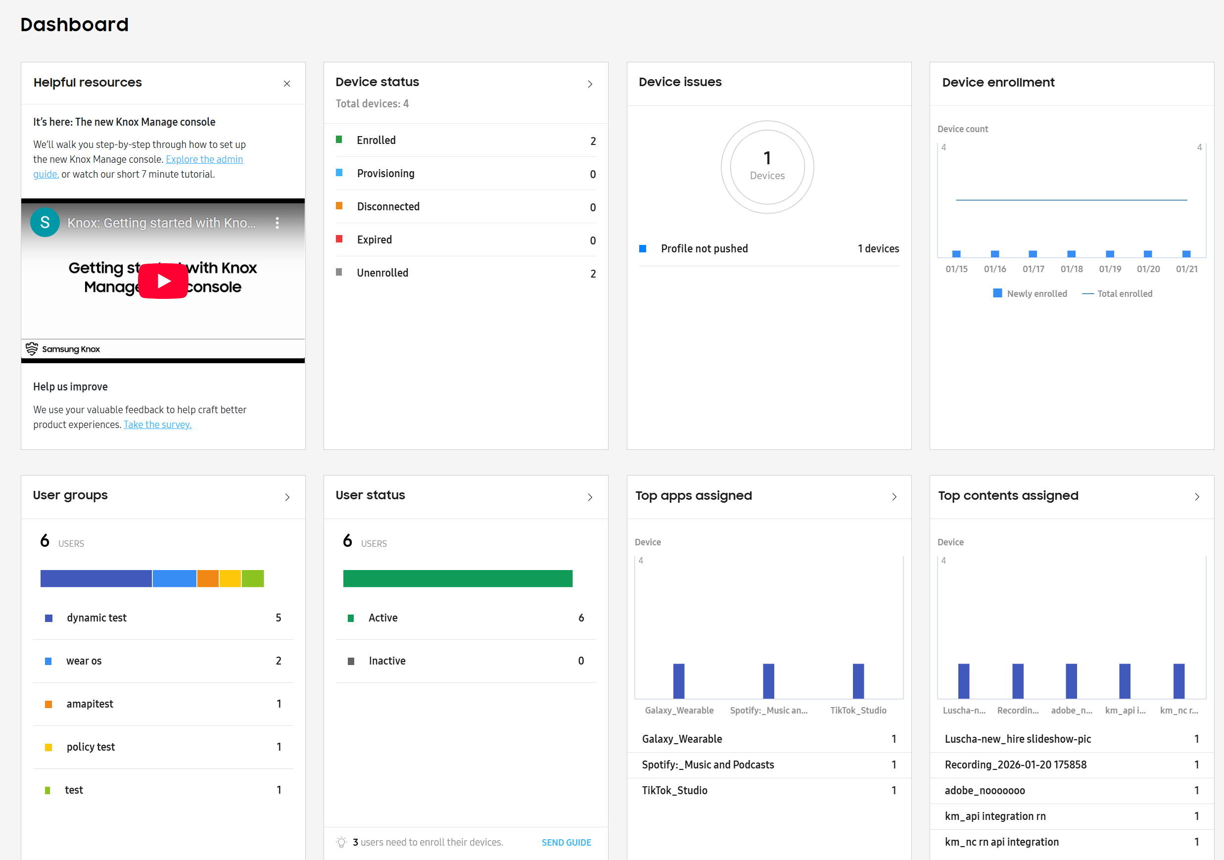 Updated dashboard after customizing